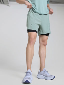 Puma - Green Solid Fitted Fit Shorts