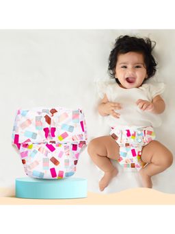 Superbottoms - Unisex Ice-Cream White Reusable Cloth Diaper