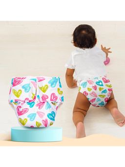 Superbottoms - Unisex Hearts White Reusable Cloth Diaper