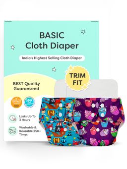 Superbottoms - Unisex Cupcake & Pirates Multi-Color Reusable Cloth Diapers (Pack of 2)