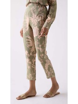 Basanti Kapde aur Koffee - Women Green Straight-Fit Printed Trouser