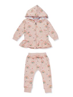 GJ Baby By Gini & Jony - Girls Pink Cotton Printed Co Ordinated (Set of 2)