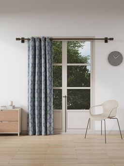 Ddecor Live Beautiful - 1 Piece of 7 Ft Door Ready Made Blue Polyester Curtain