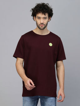 RIGO - Men Wine Oversized Back Printed Terry T-Shirt