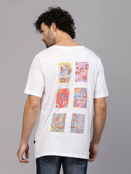 RIGO - Men White Oversized Back Printed Jersey T-Shirt