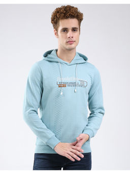 Monte Carlo - Men Blue Regular Fit Textured Pull On Full Sleeve Hoodie
