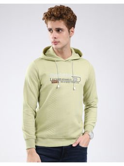 Monte Carlo - Men Green Regular Fit Textured Pull On Full Sleeve Hoodie