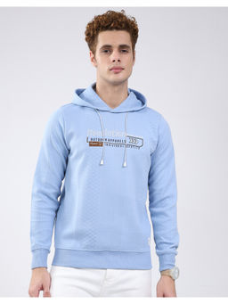 Monte Carlo - Men Blue Regular Fit Textured Pull On Full Sleeve Hoodie
