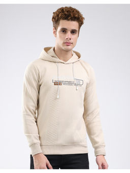 Monte Carlo - Men Beige Regular Fit Textured Pull On Full Sleeve Hoodie