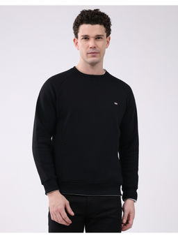 Monte Carlo - Men Black Regular Fit Round Neck Solid Pull On Full Sleeve Sweatshirt