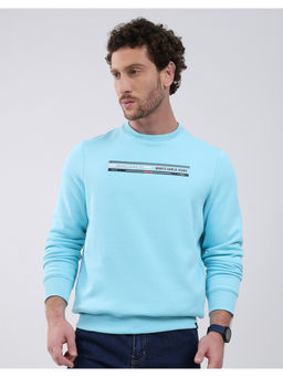 Monte Carlo - Men Turquoise Regular Fit Round Neck Solid Pull On Full Sleeve Sweatshirt