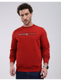 Monte Carlo - Men Red Regular Fit Round Neck Solid Pull On Full Sleeve Sweatshirt