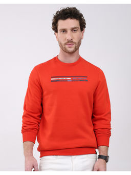 Monte Carlo - Men Orange Regular Fit Round Neck Solid Pull On Full Sleeve Sweatshirt