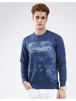 Monte Carlo - Men Blue Regular Fit Round Neck Printed Pull On Full Sleeve Sweatshirt