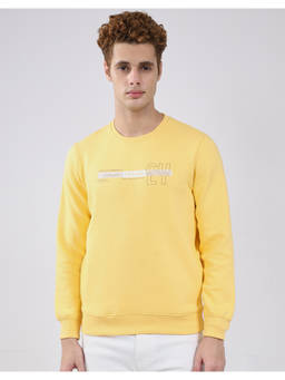 Monte Carlo - Men Yellow Regular Fit Round Neck Solid Pull On Full Sleeve Sweatshirt