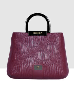 ESBEDA - Maroon Color Woven Texture Pu Material Medium Handbag For Women