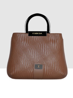 ESBEDA - Tan Color Woven Texture Pu Material Medium Handbag For Women