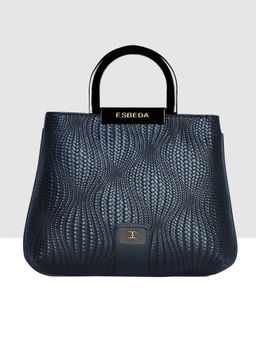 ESBEDA - Black Color Woven Texture Pu Material Medium Handbag For Women