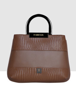 ESBEDA - Tan Color Texture Pu Material Medium Handbag For Women