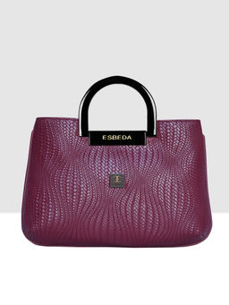 ESBEDA - Maroon Color Woven Texture Medium Handbag For Women