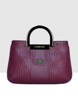 ESBEDA - Maroon Color Texture Acrylic Top Handle Medium Handbag For Women