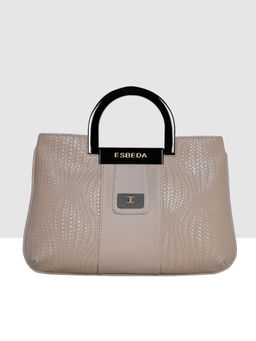 ESBEDA - Beige Color Texture Acrylic Top Handle Medium Handbag For Women