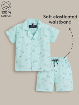 Hopscotch - 2 Piece Sailboat Dreams Cotton Shirt with Shorts Set