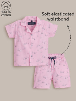 Hopscotch - 2 Piece Sailboat Dreams Cotton Shirt with Shorts Set