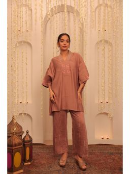 Alaya by Stage3 - Mehfil Hazelnut Embroidered Brown Kurta and Pant (Set of 2)