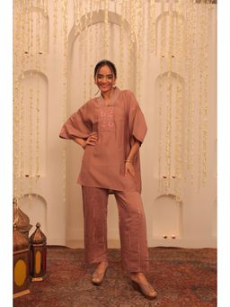 Alaya by Stage3 - Mehfil Purple Mulberry Embroidered Brown Kurta and Pant (Set of 2)