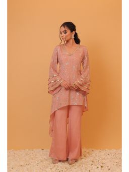 Alaya by Stage3 - Mehfil Blush Pink Asymmetric Kurta and Sharara (Set of 2)