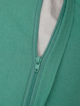 Nisrag Home - Green Floral Printed Square Cushion Cover (16x16 Inches)