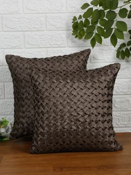 Nisrag Home - Brown Square Cushion Cover (Pack Of 2) (16x16 Inches)