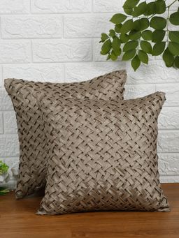 Nisrag Home - Beige Square Cushion Cover (Pack Of 2) (16x16 Inches)