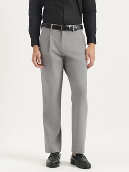United Colors of Benetton - Men Grey Solid Straight Fit Formal Trouser