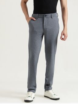 United Colors of Benetton - Men Grey Textured Relaxed Fit Straight Trouser