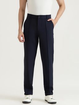 United Colors of Benetton - Men Navy Blue Solid Straight Trouser