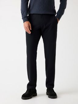 Guess - Men Navy Blue Solid Slim Fit Trouser