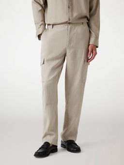 Guess - Men Beige Solid Regular Fit Cargo