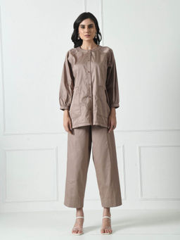 Sunanta Madaan - Taupe Luxury Cotton Co-Ord (Set of 2)