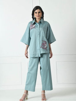 Sunanta Madaan - Blue Luxury Cotton Co-Ord (Set of 2)