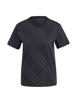 adidas Originals - Women Black Trefoil Monogram Printed T-shirt