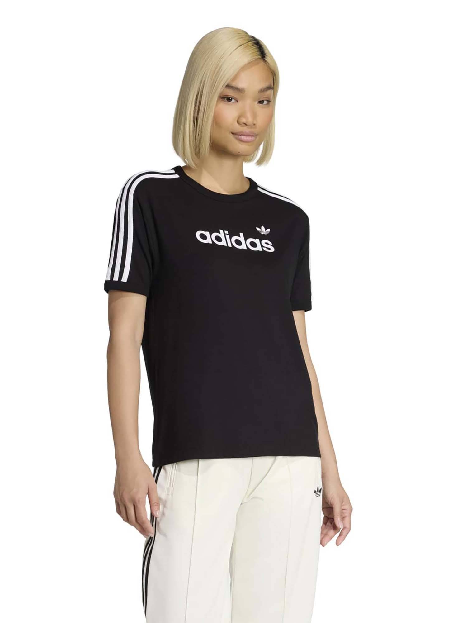 adidas originals Women Black Stripes Linear T-shirt-picture-10