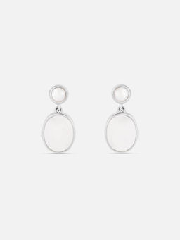 Mia by Tanishq - Luminous Pearl Silver Drop Earrings