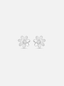 Mia by Tanishq - Shimmering Flower Silver Earrings