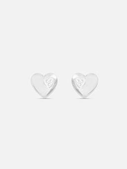 Mia by Tanishq - Cheeky Hearts Silver Stud Earrings