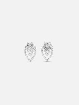 Mia by Tanishq - Sparkling Teardrop Silver Stud Earrings