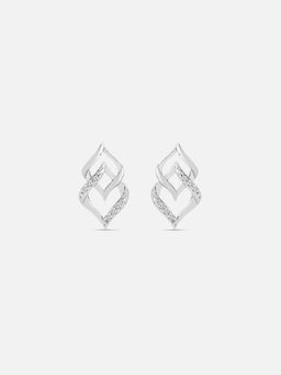 Mia by Tanishq - Entwined Sparkling Silver Stud Earrings