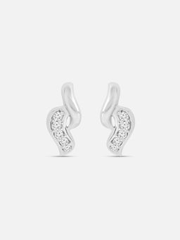 Mia by Tanishq - Serene Wave Silver Stud Earrings