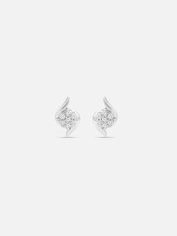 Mia by Tanishq - Elegant Swirl Silver Stud Earrings
